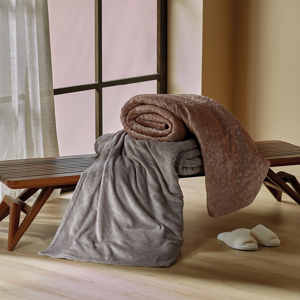 Cobertor em Microfibra Texturizada Flannel